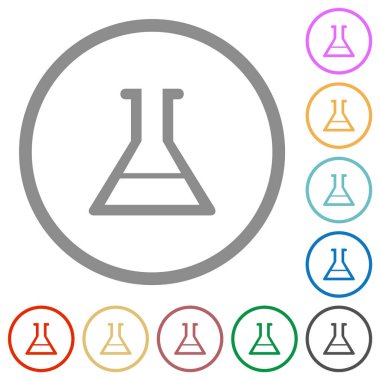 Erlenmeyer Flask düz renk simgeleri beyaz arkaplan üzerinde yuvarlak ana hatlar