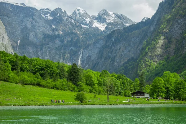 Cascata Dell Obersee Lago Konigssee Germania — Foto Stock