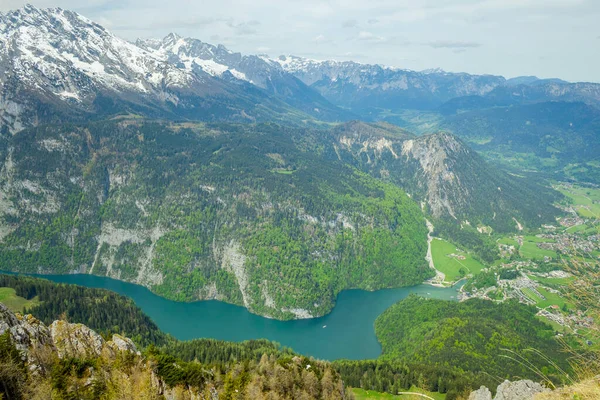 Jezioro Konigssee Widok Góry Jenner Niemcy Alpy — Zdjęcie stockowe