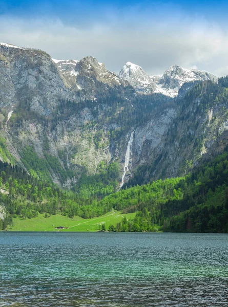 Obersee Şelalesi Konigssee Gölü Almanya — Stok fotoğraf