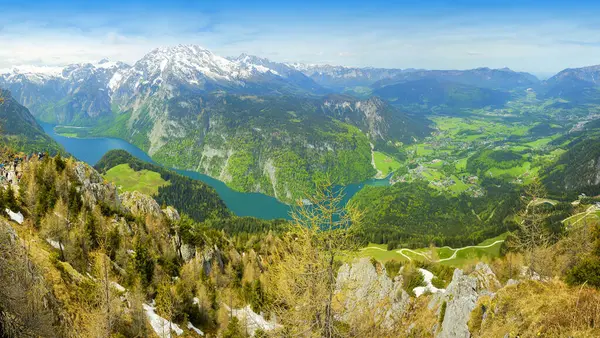 Konigssee Flygfoto Från Jenner Topp Tyskland Alperna — Stockfoto