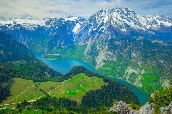 Konigssee Lac Vue Aérienne Depuis Sommet Jenner Allemagne Alpes — Photo