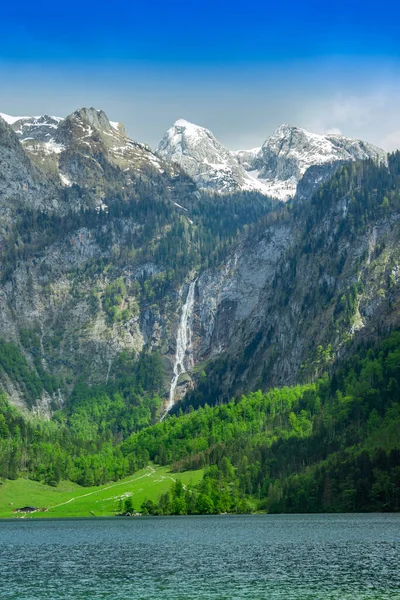 Obersee Wasserfall Königssee Deutschland — Stockfoto