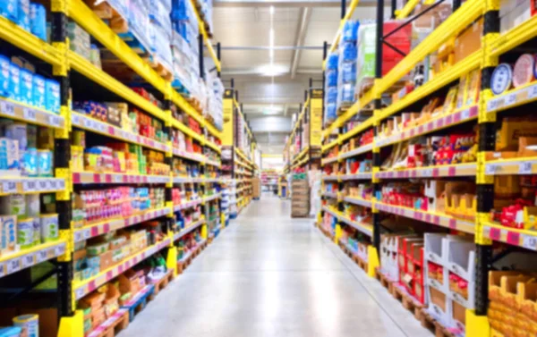 Supermarket Interior Blurred Photo Abstract Shopping Concept — Stock Photo, Image