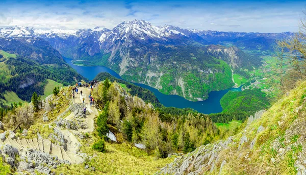 Konigssee Järvinäköala Jennerin Huipulta Saksa Alpit — kuvapankkivalokuva