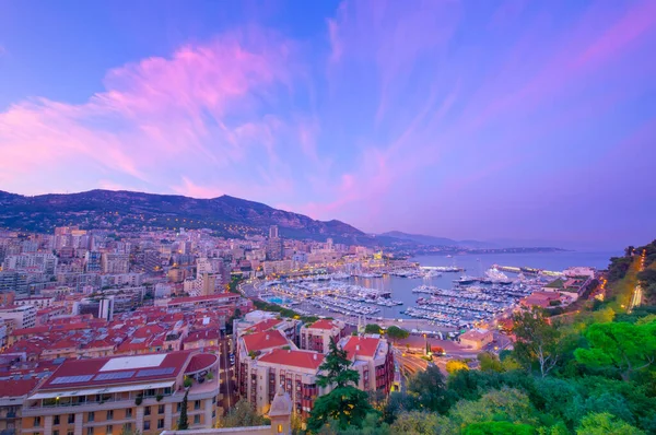 Monte Carlo Stad Monaco Nachts — Stockfoto