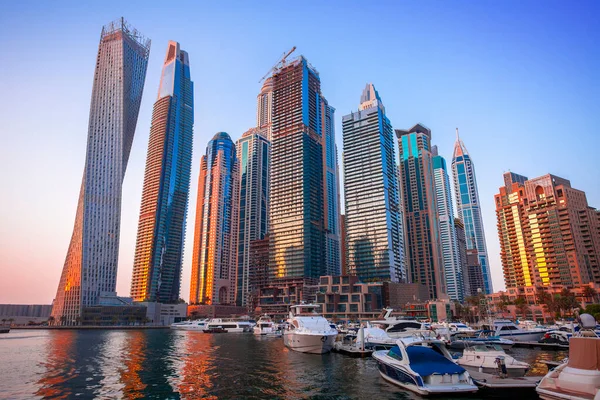 Dubai Marina Coucher Soleil Émirats Arabes Unis — Photo