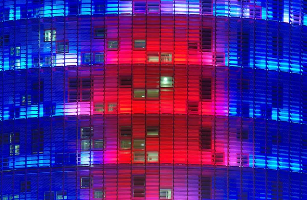 Moderno Edificio Oficinas Noche Iluminado Colores — Foto de Stock