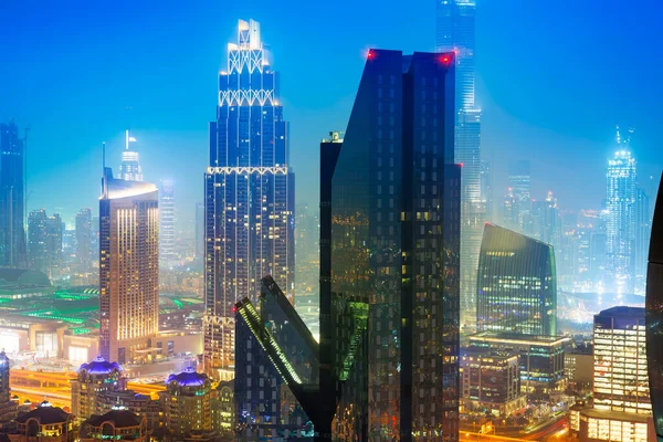Dubai Város Éjjel Egyesült Arab Emírségek — Stock Fotó