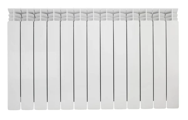 Белый Радиатор Отопления Помещений Изолирован Белом Фоне — стоковое фото