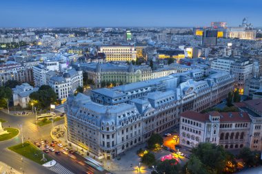 Bucharest city at night. Romania clipart