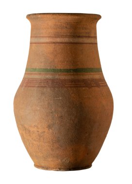 Beyaz izole arkaplanda eski kil çömlek