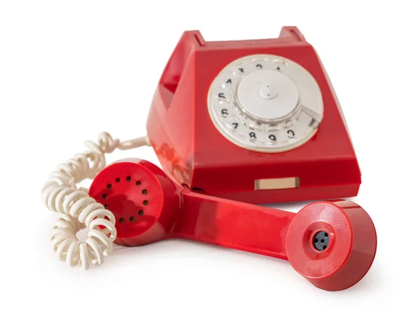 Oude Vaste Telefoon Een Witte Geïsoleerde Achtergrond — Stockfoto