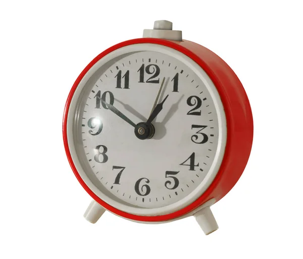 Вінтажний Годинник Настільний Будильник Білому Ізольованому Фоні — стокове фото