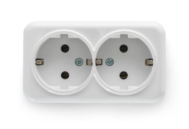 new double socket close-up on a white isolated background