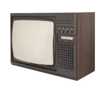 İzole edilmiş beyaz arkaplanda retro TV seti