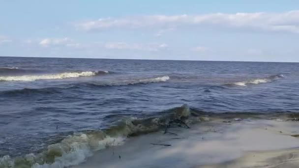 Krajobraz Wodny Fale Płynące Piaszczysty Brzeg — Wideo stockowe