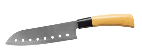 Кухонный Нож Деревянной Ручкой Белом Изолированном Фоне Стоковая Картинка