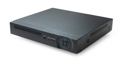 DVR yakın plan, beyaz arkaplanda elektrikli ekipman yakın plan