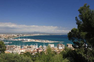 Palma Körfezi manzarası, Bellver Kalesi, Palma de Mallorca, İspanya