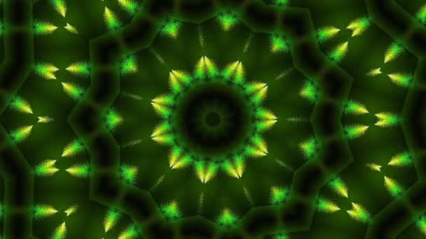 ループ可能な抽象的なカラフルな万華鏡緑のテクスチャの背景 催眠アニメーション — ストック動画