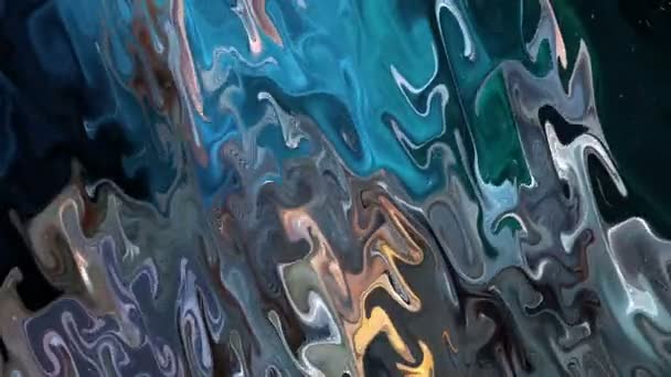 Абстрактно Синий Оранжевый Мрамор Смешайте Текстуру Жидкого Цвета Современная Фоновая — стоковое видео