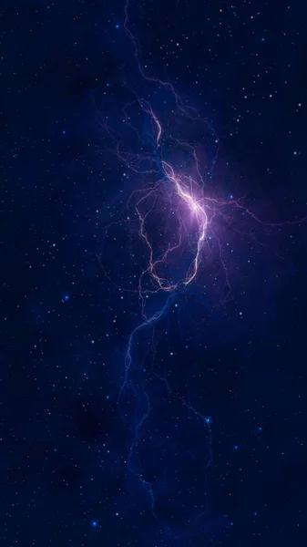 Spazio Sfondo Verticale Nebulosa Frattale Colorata Blu Viola Con Campo — Foto Stock