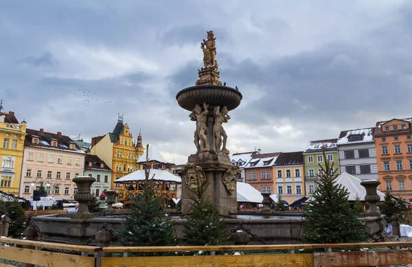 Ceske Budejovice República Checa Noviembre 2022 Mercado Navidad Plaza Premysl —  Fotos de Stock