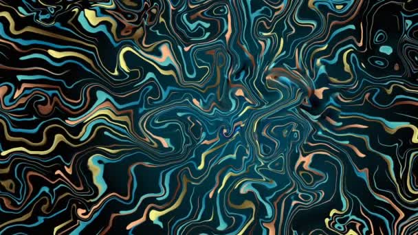 Abstrakcyjny Niebieski Pomarańczowy Kolorowy Marmur Wymieszać Płynny Kolor Tekstury Czarno — Wideo stockowe