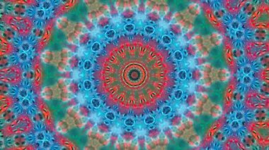 Soyut renkli kaleydoskop daire arka planı. Hipnoz, mandala 3 boyutlu animasyon