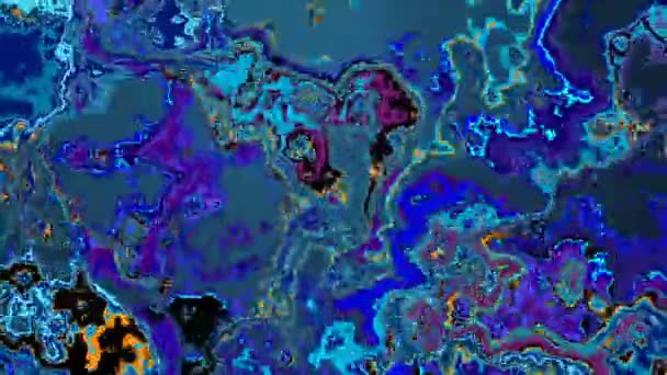 Abstrakter Blauer Und Orangefarbener Marmor Mischung Flüssiger Farbtextur Auf Farbverlauf — Stockvideo