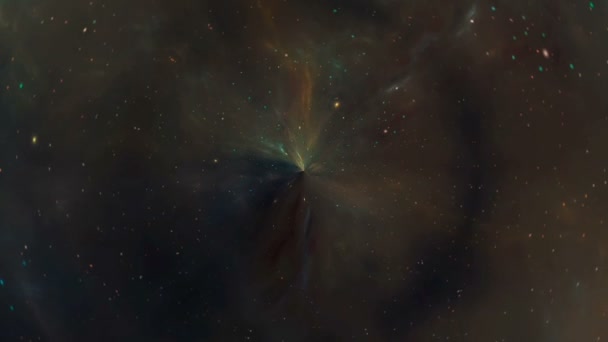 Барвиста Космічна Туманність Зірками Закручується Чорну Діру Абстрактний Всесвіт Наукова — стокове відео