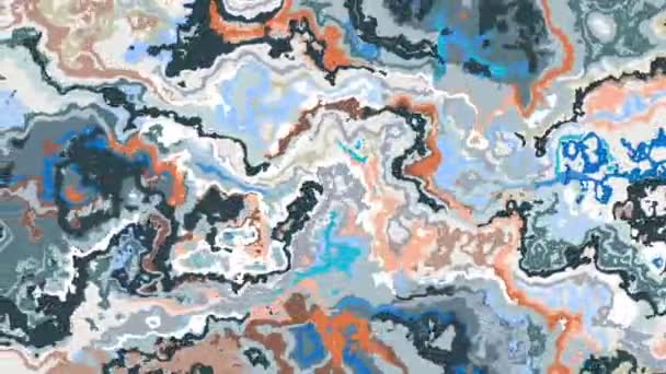 Abstrakcyjny Niebieski Pomarańczowy Kolorowy Marmur Wymieszać Płynny Kolor Tekstury Nowoczesna — Wideo stockowe