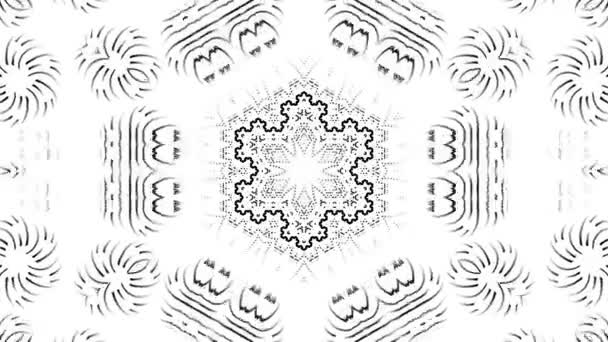 Loopable Abstract Black White Fractal Kaleidoscope Texture Background Hypnotic Animation — Stock video