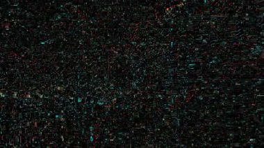 Colorful abstract small particle rotating on black background. Futuristic, big data animation concept
