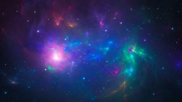 Fundo Espacial Voe Através Nebulosa Colorida Com Campo Estelar Animação — Vídeo de Stock