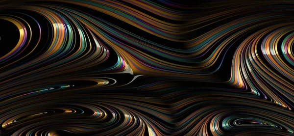 Abstract Colorful Rainbow Swirl Line Black Modern Texture Background — Stock Photo, Image