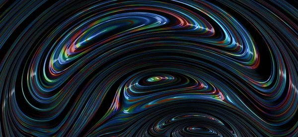 Abstract Colorful Rainbow Swirl Line Black Modern Texture Background — Stock Photo, Image