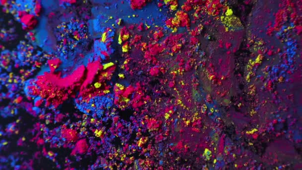 Порошок Красочная Смесь Цветов Вместе Черном Фоне Абстрактный Современный Фон — стоковое видео