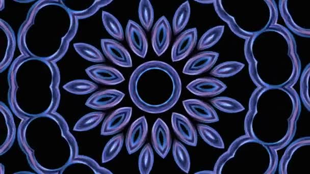 Loopable Abstract Colorful Kaleidoscope Circle Background Black Background Hypnotic Mandala — Stock Video