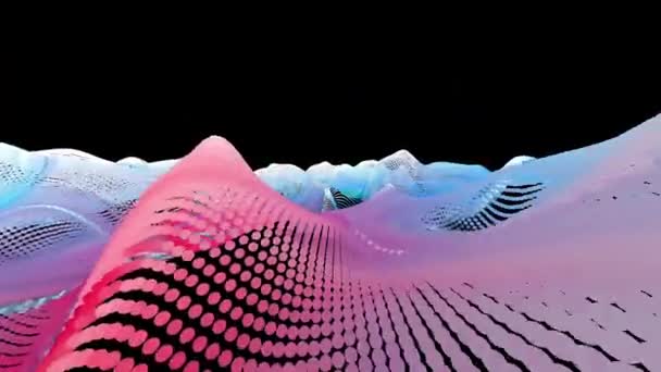 Fly Colorful Neon Spotted Mountain Black Background Animation — Vídeo de Stock