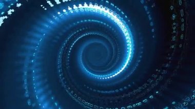 Parlak mavi soyut spiral tünel. Hız, müzik, gelecek arkaplan