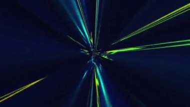 Hat uzay döngüsü tünelinde uçuyor. Soyut neon parlayan arkaplan canlandırması