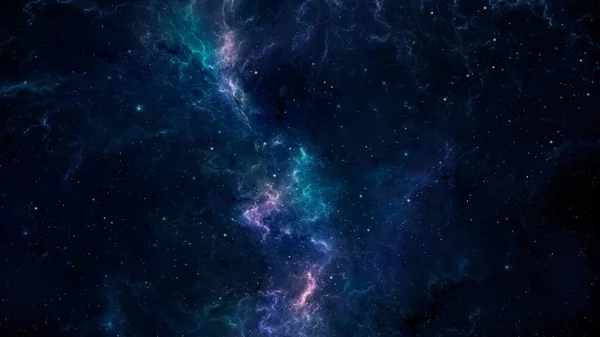 Uzay arkaplanı. Yıldızlı mor ve mavi renkli renkli fraktal nebula. Dijital resim