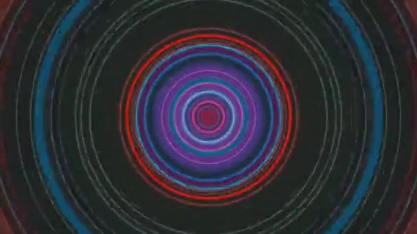 Kleurrijke Neon Pulserende Abstracte Gloeiende Cirkel Geluidsgolfvormachtergrond — Stockvideo