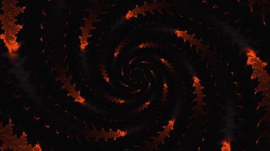 Soyut kırmızı desenli fraktal çizgi ortadan bükülmüş. Tünel arkaplan döngüsü modern animasyon