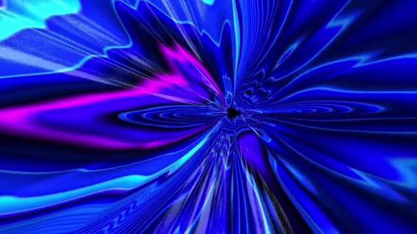 摘要彩色蓝色和紫色纹理分形花液体向中心流动 隧道背景图 现代动画 — 图库视频影像