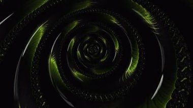 Soyut yeşil desenli fraktal çizgi ortadan bükülmüş. Tünel arkaplan döngüsü modern animasyon