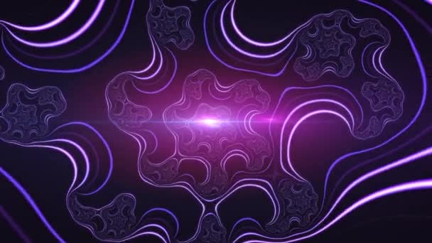 Фиолетовый Фрактальный Волновой Туннель Текущий Черном Способная Фоновая Анимация — стоковое видео
