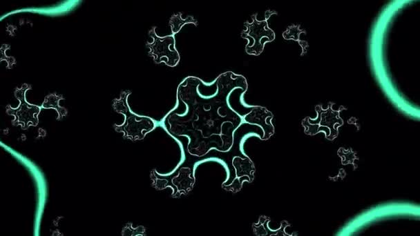 Blue Glowing Fractal Wave Circle Black Tunnel Science Abstract Background — Stock Video